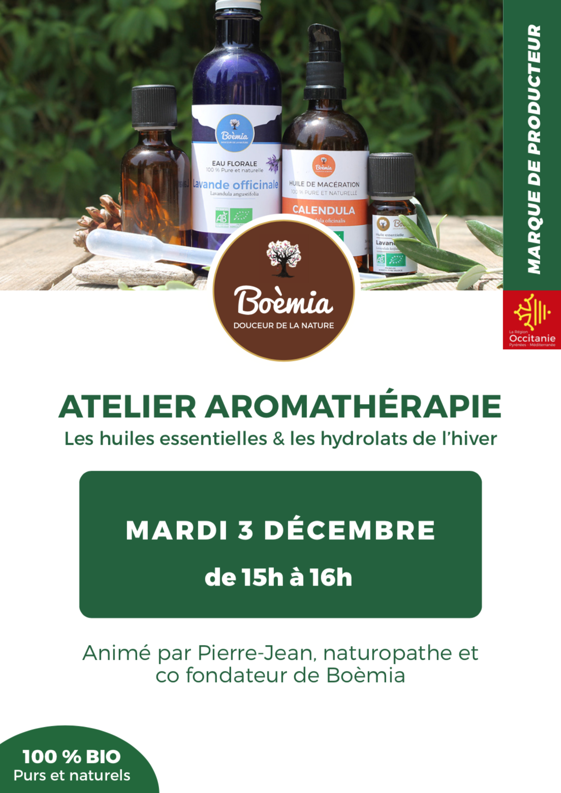 Atelier aromathérapie mardi 3 décembre